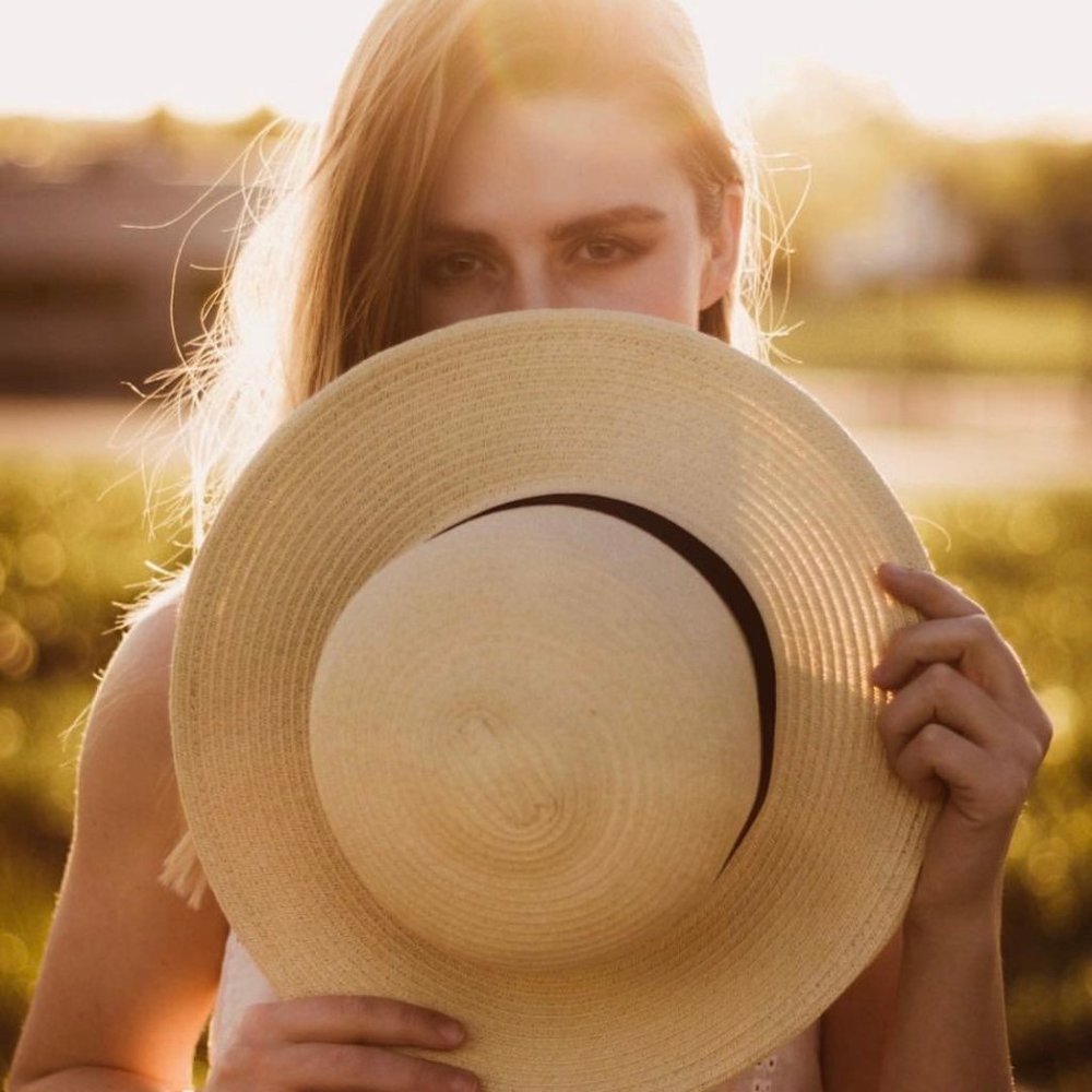 Classic Straw sun hat wide brim flat bot